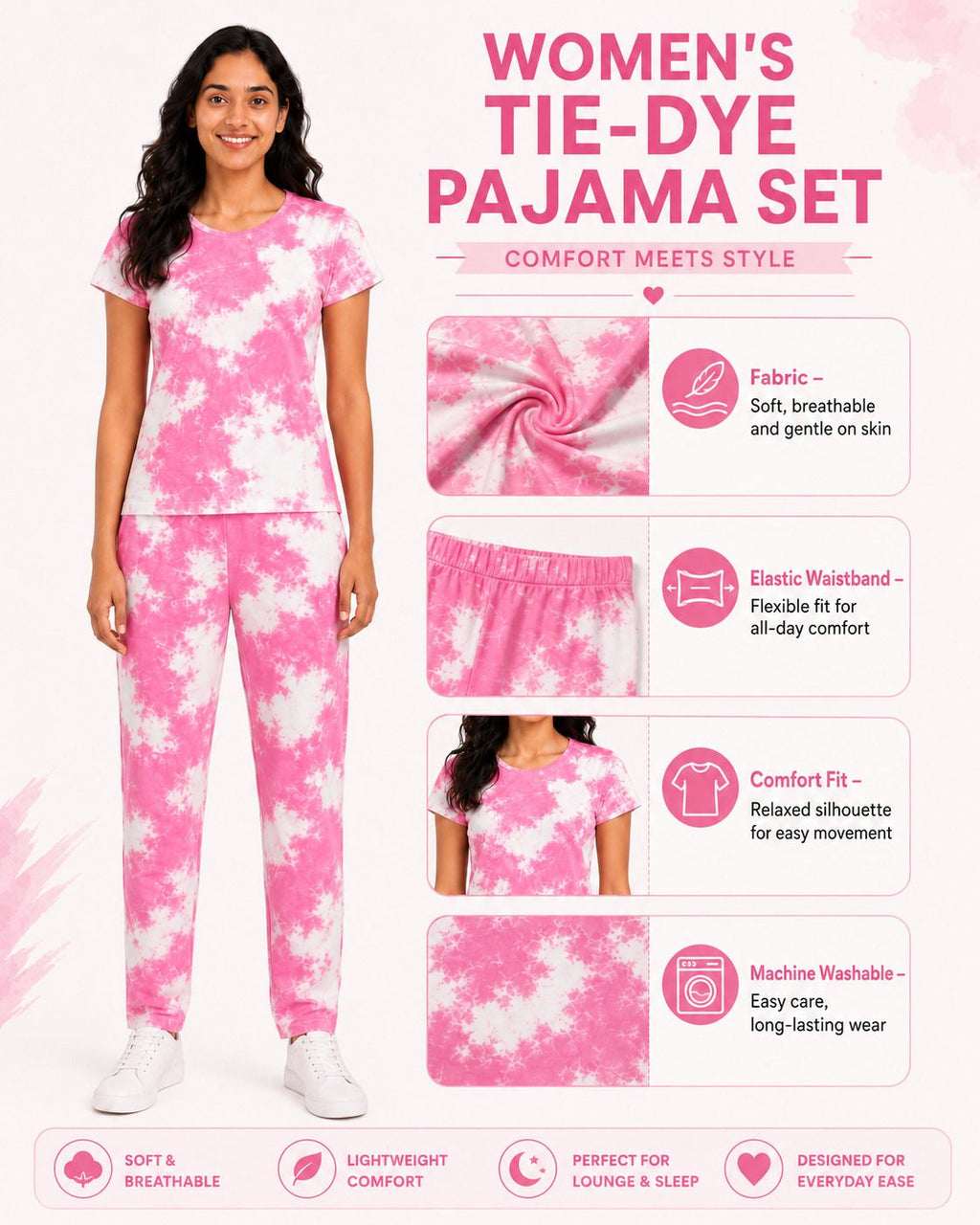 Pink night suit additional view 4