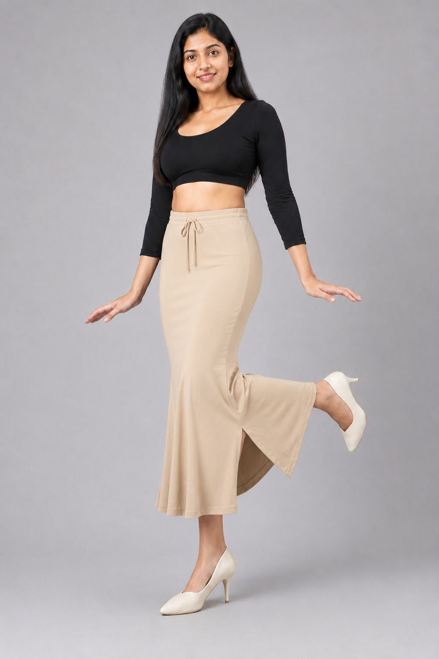 Beige fish cut shapewear fabric view