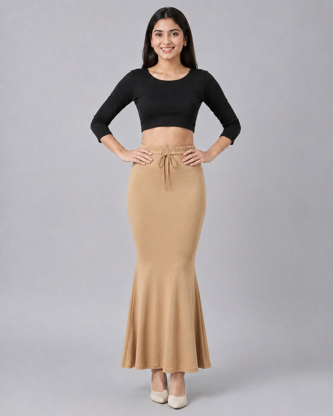 Fish cut shapewear skirt in Chikku