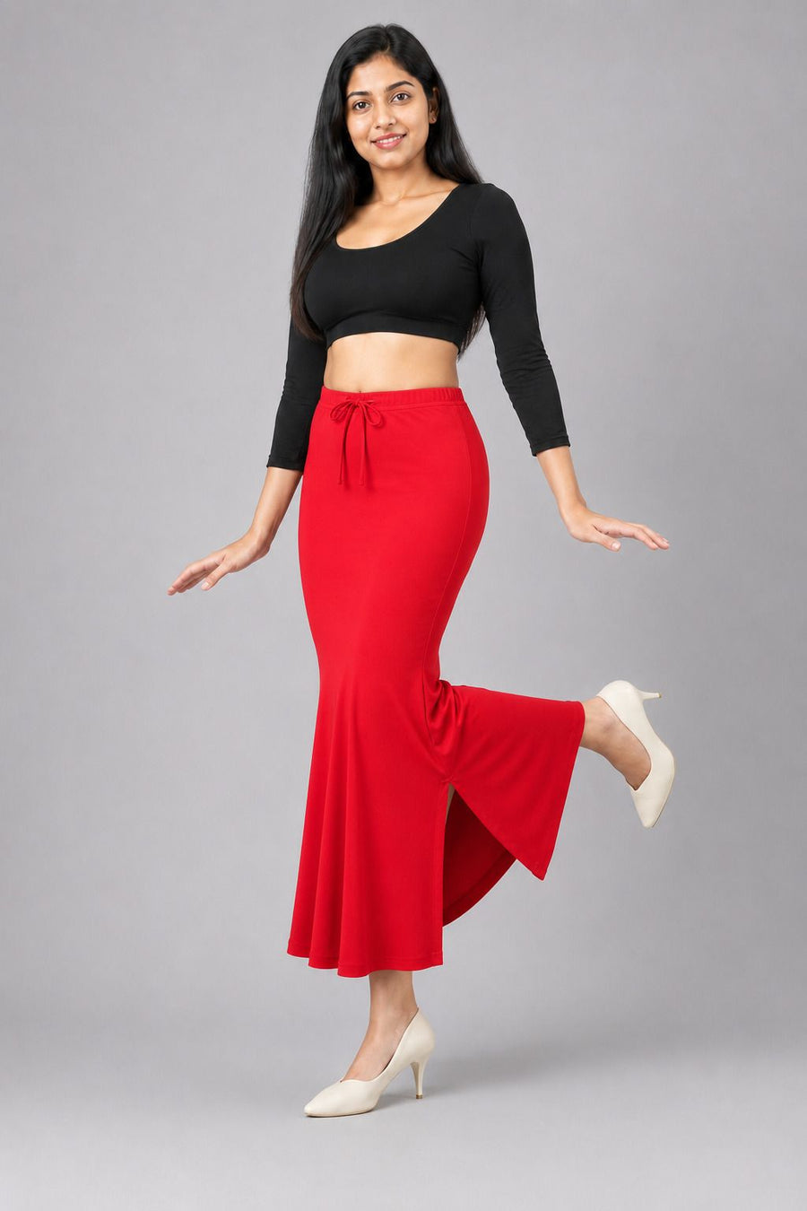 Red fish cut shapewear fabric view