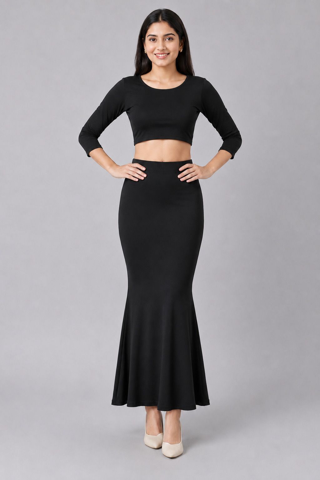 Fish cut shapewear skirt in Black