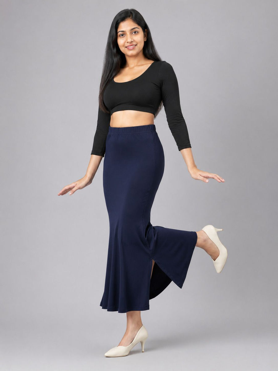 Navy fish cut shapewear fabric view