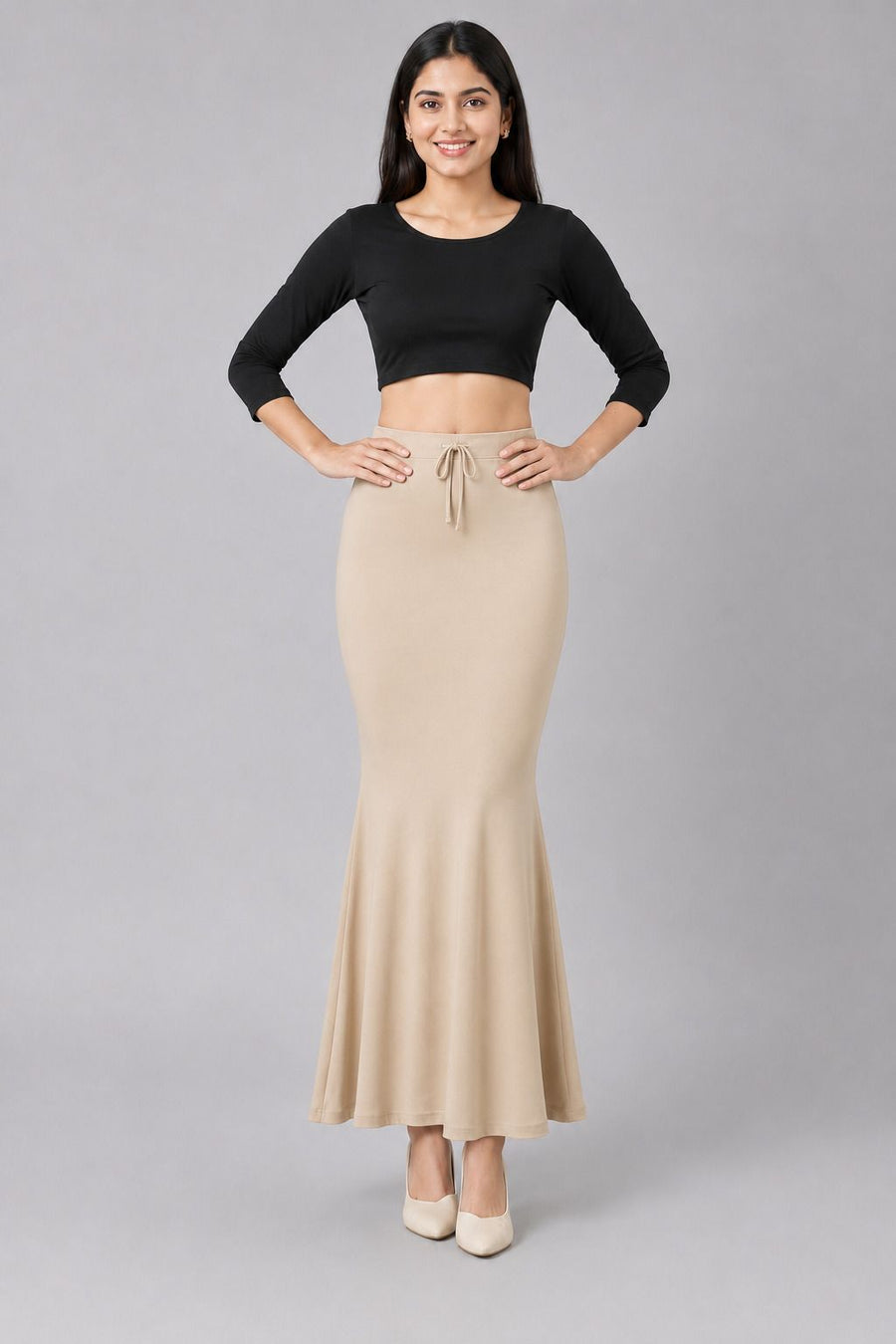 Fish cut shapewear skirt in Beige
